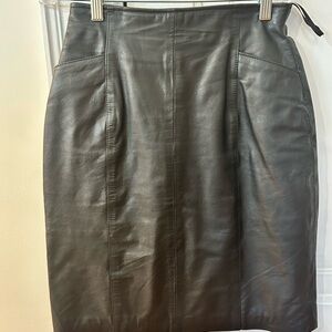 Wilson Black Leather Pencil Skirt